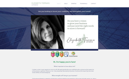 Elizabeth Tiernan: This client needed a website to highlight her copywriting capabilities.