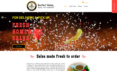 Surfari Salas: A unique Salsa business with the need for online ordering with delivery and pick-up for specific times.