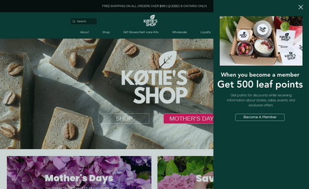 Koties Shop: Advanced Interactive E-commerce with full store set-up and check-out functions. Design is animated and eye-catching and template is easily changble to display new collections, products, holiday purchases and promotions.