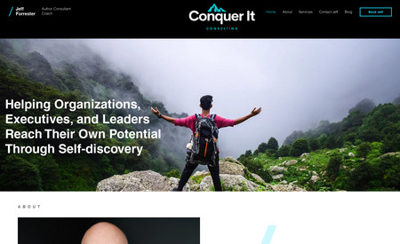 Conquer It: Developed an outline from an array of templates and started with the home page. The l client was very involved in the process so we worked side-by-side and had the site up in about 2 weeks. The client's business was purchased by a competitor now they are partners.
We also collaborated on the SEO work nad meta descriptions etc.