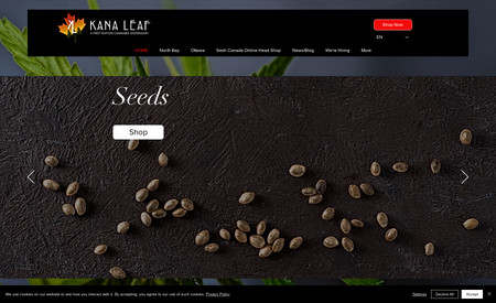 Kana Leaf Cannabis: Kana Leaf is a Cannabis retailer with two locations in Ontario. The mandate was to redesign the existing website so that the navigation and information was friendly and integrated with various external applications used to run their business