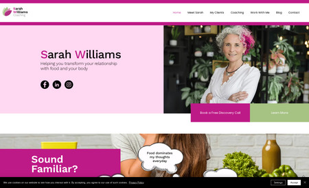 Sarah Williams: Sarah is a life coach that specialises in eating behaviour. As a sufferer of bulimia she has an informed approach to  coping with the issues involved.