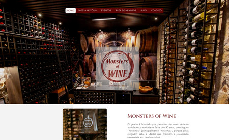 Monsters of Wine: Site criado para membros de uma confraria. Contém área de membros reservada para todos os participantes acessarem, fotos, documentos, eventos e outros.