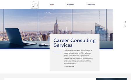 Carol Career Consulting: Client's goal was to have a budget-friendly site that clearly explains what she does and provides an opportunity for her clients to pay for her services through her site.
Created a one-page site with dedicated sections
Connected an Anchored Menu to each section (acts like pages)
Set up Pricing section that hooks to clients shopping cart and CRM
Connected client's back-end dashboard to track her clients, payments, and invoicing