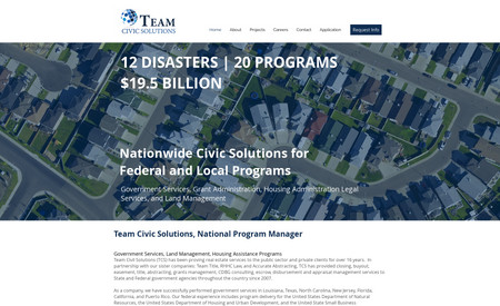 Team Civil Solutions (TCS): Team Civic Solutions provides grant management, legal services, program management and legal services for Federal and Local Programs including disaster recovery and housing.