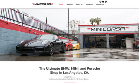 MINI CORSA: MINICORSA is an independent repair & service facility located in the heart of North Hollywood, CA. We are a Mini Cooper repair specialist along with servicing BMW’s & Porsches. No matter what your car needs, we can handle it all, from the right oil & repairs to monthly maintenance tune-ups & track prep racing.
