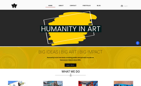 Humanity In Art : This public art duo required a website to generate new leads and help them tell the stories of their community art practice. The website has several lead funnels and a custom CMS portfolio, as well as e-commerce options and a blog. 