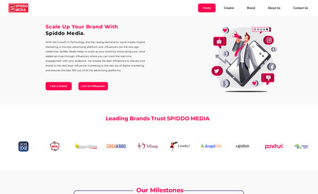 Spiddomedia: We have developed this website for a company called spiddomedia who connect brands and influencers together.  