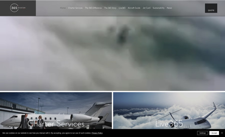 365 Aviation: Visually rich website for a private jet company in two languages.