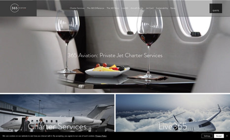 365 Aviation Visually rich website for a private jet company in...