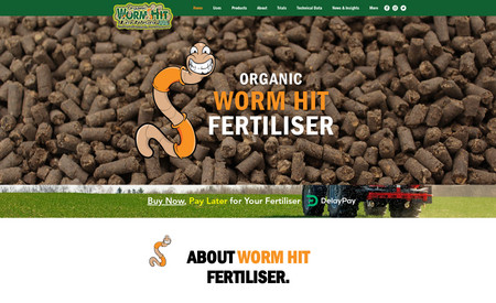 Worm Hit Organic Fertiliser, Australia: Designed a new website that reflects and clarifies the client's brand and quality products. This website has a backend portal for their Australia-wide distributors, with a file share and forum functionality via approved logins.