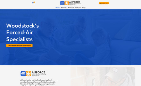 Airforce Heating & Cooling: Basic website design with local SEO strategy.