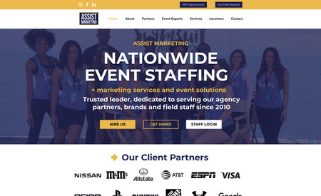 assist-marketing: Our team built out this advanced website for an event marketing agency that needed both the people wanting to work for them and the companies wanting to hire them to be able to utilize their website. We integrated member pages and two different user portals, depending on which service people are coming to Assist Marketing for. Our team also does full SEO and Paid Ad services for Assist Marketing. 