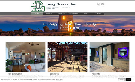 Lucky Electric: - Designed and built site on Wix
- Moved from old Wordpress site
