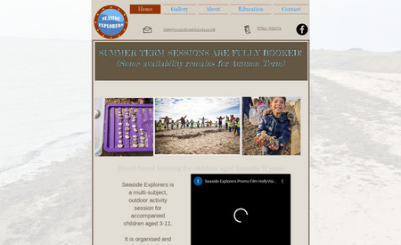 Seaside Explorers: Beach-style site built for this Seaside Education service in Harwich, England.