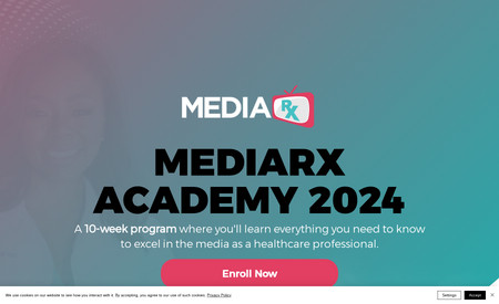MediaRx: MediaRx is an media education platform that give healthcare professionals the knowegte to shre their expertise in the media cconfidently and hazal free. This website has the capabilities of the online programs and group forums. 