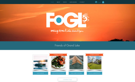 FoGL: Friends of Grand Lake provides information about Grand Lake St. Mary's. This project includes an online shop for promotional items + Blog to share upcoming event and general info + Events App for event registration and tickets.