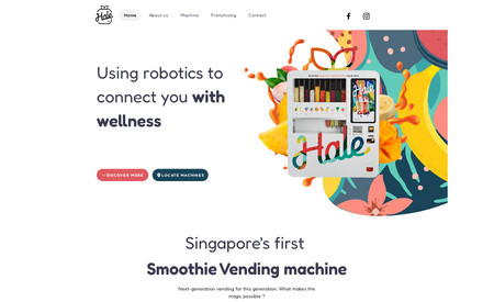 Hale Smoothies: A brilliant and bright design with a modern layout for a beverage product promotion based Wix website. The color theme and the fonts have been selectively chosen to match the industry and carry a sense of fun and energy in the design.