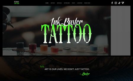 Ink Buster Tattoo: Tattoo business, information regarding specialties, styles, artists, aftercare, and booking