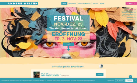 Andere Welten: Website mit Ticketverkauf für ein Theater Festival 