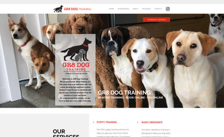 Gr8 Dog Training : Our client needed a logo and website to help run their dog training business. Highlights included package sessions with payment and scheduling/booking calendar.