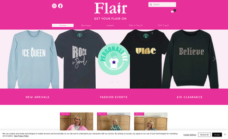 FLAIR BOUTIQUE UK: Creation of initial branding and logo design through to whole website design and build. Plus e-commerce functionality.