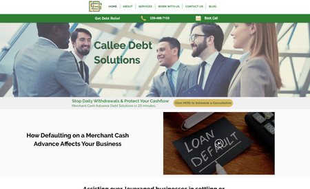 Callee Debt : This client hired us to take over their online marketing initiatives.

Services: 
Website design
Blogs
Marketing video
Brochure
Set up Google My Business
Directory listings
Ongoing email marketing outreach campaigns

We have generated a little over 6 figures for this company in the first 6 months of working together. 