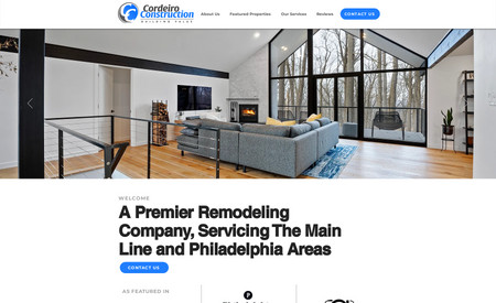 Cordeiro Construction: This website re-design was for a home remodeling company in Philadelphia. We designed a modern, clean, but bold website that features their amazing portfolio. 
