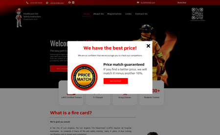 HFSI: Website re-design for an online booking website for a fire and safety tutor. With Custom animations, Wix bookings and CMS contents.