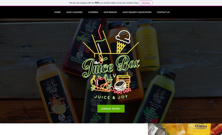 The Juice Box LV: The Juice Box LV is a raw, organic, cold-pressed juicery based out of Las Vegas. They originally had a site set up through Square, but needed a more professional look and updated logo and graphics. The owner also wanted more motion and movement throughout the site. Once we saw their updated logo, we were immediately inspired by the neon sign look. We focused their home page on the logo fading in like a neon sign would turn on, and used their bright green color as an accent on buttons, hovers, and headers. We also kept any stock photos light, bright and colorful, as they wanted the majority of the color to come from their product photos.