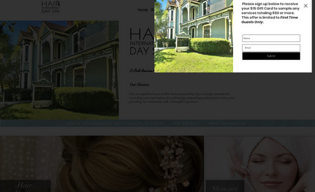 Hair International | EditorX Website: A website made for a Day Spa in EditorX