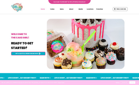 The Cake Girl: Full stack web design and development for a National specialty cake designer.