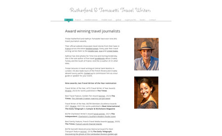 GLOBAL: Tutherford Tomasetti - Working with Multi-Award Winning Travel Journalists.: I was chosen to optimize and advise on the website of award-winning travel writers Tristan Rutherford and Kathryn Tomasetti.