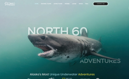 Alaskasharks: Re-Designed clients website to show case his company North 60 Adventures, Alaska's most unique backcountry adventures and shark tours. Created his custom rates pages as well as his diving tours and snorkel tours. Setup his site to be ready for e-commerce and bookings. 
