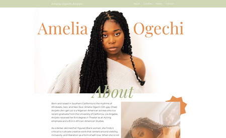 Amelia-Ogechi A.: A portfolio website for an actor, director, and writer.