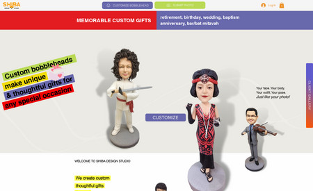 Shiba Design Studio | Custom Bobbleheads: A fun eCommerce site that creates fully customized and personalized bobbleheads.  Great gifts for any special occasion!