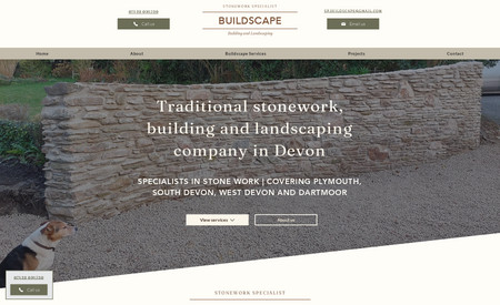 Buildscape: Subtle, friendly website for a Building, Landscaping and Stonework Specialist. Service pages, Enquiry form funnelling and a content-managed Projects system for newest work to be uploaded like blog posts. Designed for desktop and mobile. 
