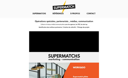 SuperMatch: One page website. Communication agency which matches media & brands.