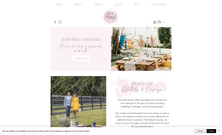 Party Me Pretty!: Party Me Pretty needed a responsive website tailored toward specialty event rentals. The client needed the features of an ecommerce website yet with the ability to view orders prior to payment processing. The result is a site that showcases Party Me Pretty’s inspirational style while allowing customers to create a wish list of rentals for a custom quote.