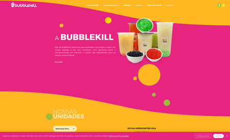 Bubblekill: Com mais de 70 lojas em sua rede a franquia de sucos Bubble Kill escolheu os relâmpagos para posicionar a sua colorida e saborosa marca na Internet.