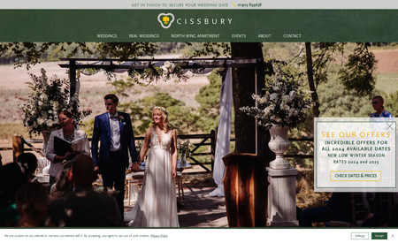 Cissbury Barns: The client wanted a website designed to replace their old and out of date wordpress site. I used their existing brand style to create a website that showcases their beautiful wedding venue. The new website is performing very well and the bookings are coming thick and fast!