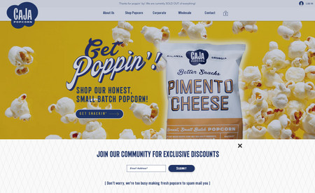 CaJa Popcorn: Caja Popcorn is a thriving online popcorn brand that was looking for a refreshed digital presence along with a custom checkout form for their popcorn bundle boxes. UpCode worked alongside Caja to develop a custom checkout flow for their project.