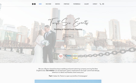 Twist Six Events - Advanced Website: Designed an elegant, light and airy website for this award-winning wedding planner in Boston, MA. The site was largely informational, gallery and marketing focused without eCommerce, and it is a consistent favorite among prospective website design clients!