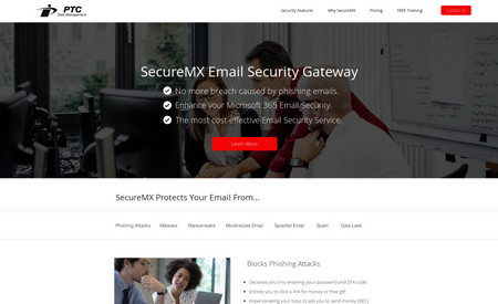 SecureMX: Email Security Tech Desktop and Mobile Responsive Website.