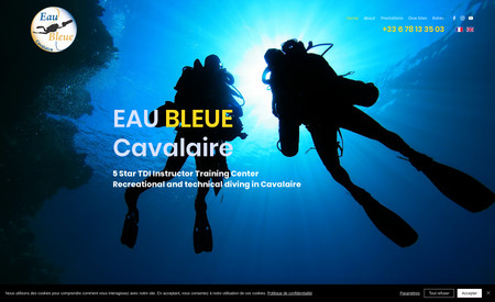 Eau Bleue Plongée: Eau Bleue Cavalaire est un centre de plongée loisir et TEK spécialisé dans la plongée hypoxique, au nitrox et trimix. 

Eau Bleue avait besoin d&amp;amp;#39;une nouvelle image pour mettre en valeur  ses services de formations et d&amp;amp;#39;explorations ainsi que la beauté de la vie sous-marine de la Méditerranée.