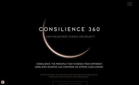 Consilience 360: Cybersecurity Consultancy that had no branding -just a pitch deck was used to create the website's layout and messaging.