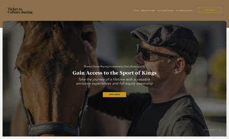 Ticket to Culture Racing: Sales page with horse power and exquisite brand messaging.