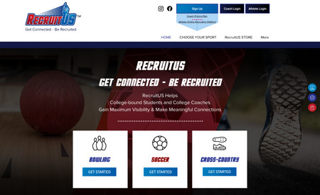RecruitUS +: We designed and built this website for a company that helps student-athletes meet college coaches and get recruited. From hosting athletic events to giving tips on speaking, we helped them make connections!