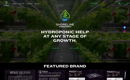Shoreline Hydroponic: We built this site for our client. They loved the modern take on their logo and site.