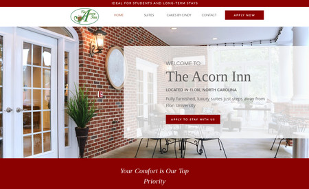 Website ReBuild: This client came to us when his business underwent a big change. We needed to reorganize the main menu, the home page, and the booking pages to reflect that the Acorn Inn now offers long-term stays. We updated the site branding and design at the same time. 